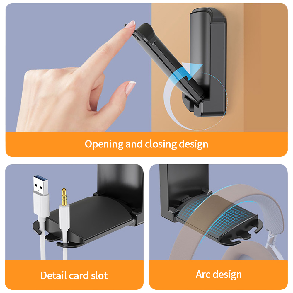 Headphone Hook Under - 접이식 헤드셋 스탠드 거치대 게임용 헤드폰