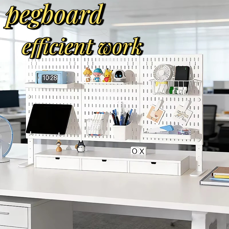 Desk Setup Table - 30×30cm PP 데스크 페그보드, 스탠드 및