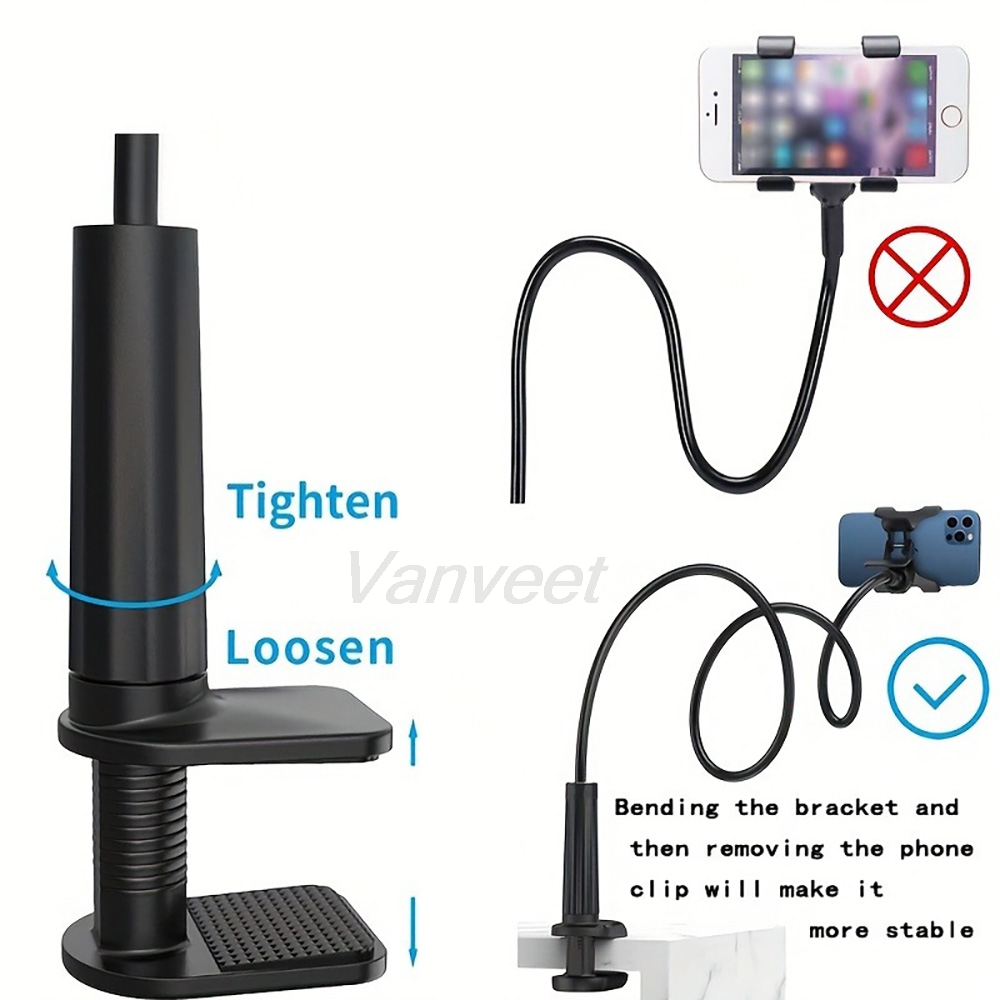Desk Setup Table - 360 ° 휴대폰 거치대 클립형 유연한