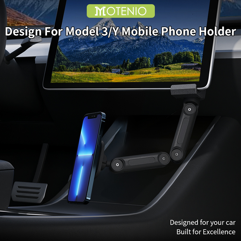 Dual Phone Holder - 테슬라 모델 3/모델 Y용 접이식 무선