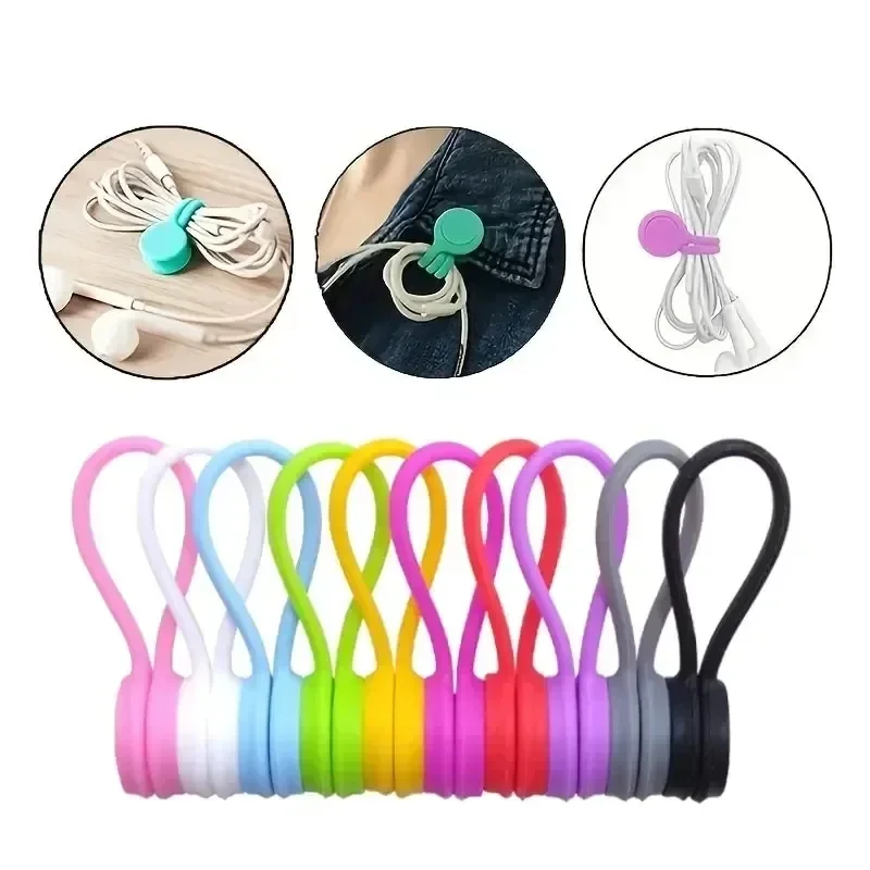 Headphone Hook Under - 5/3/1PCS 실리콘 마그네틱 케이블 타이 재사용