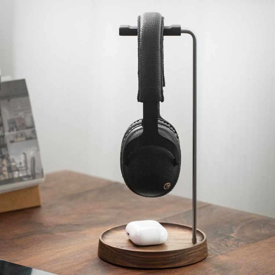 Headphone Hook Under - 나무 게임용 이어폰 홀더, 블랙 월넛
