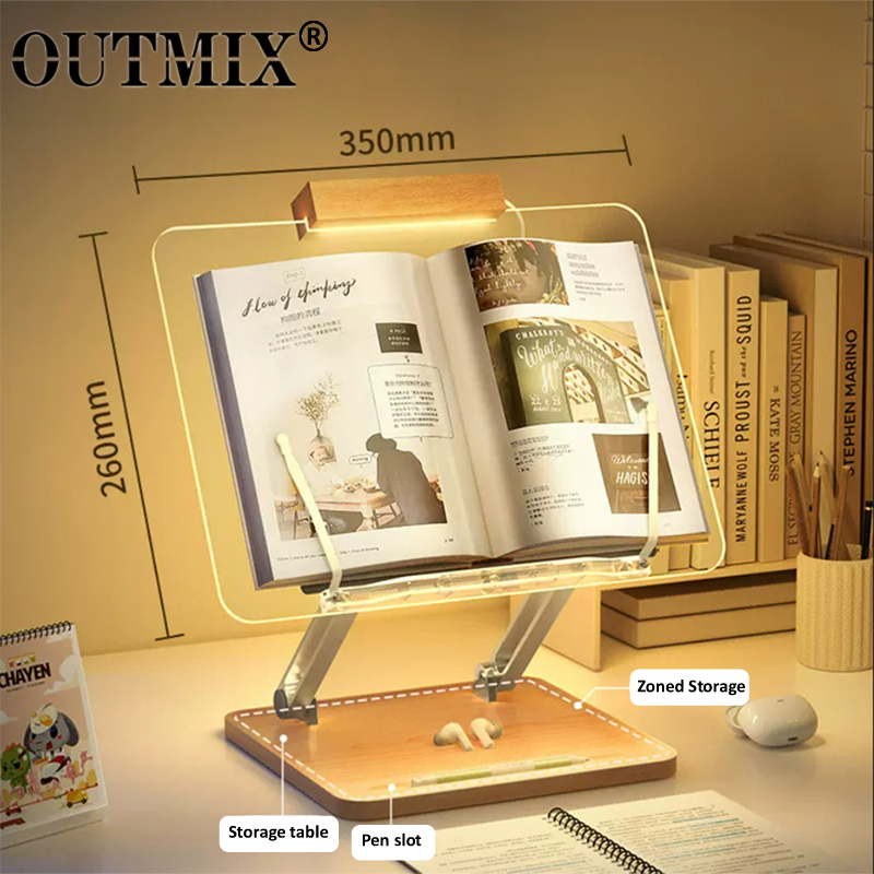 Desk Setup Wood - 가벼운 투명 아크릴이 포함된 나무 독서대