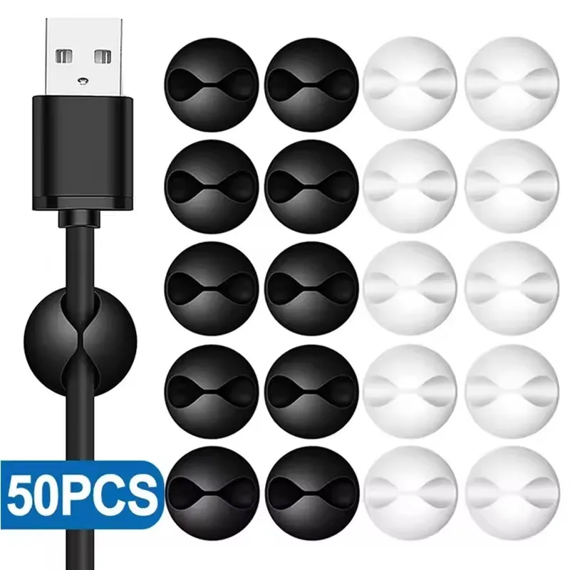 Desk Setup Cable Management - 5/50Pcs 미니 케이블 정리기 실리콘 USB