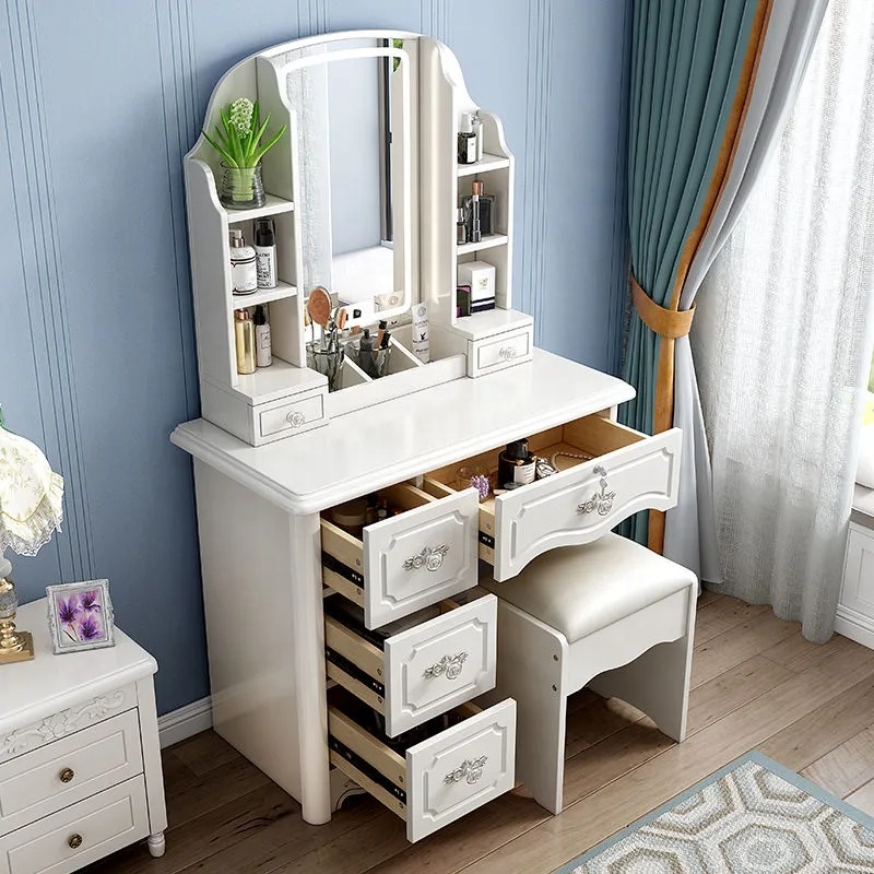 여자아이들을 위한 화이트와 핑크색 모던 원목 수납형 심 - Desk Vanity Setup 리뷰 및 가격