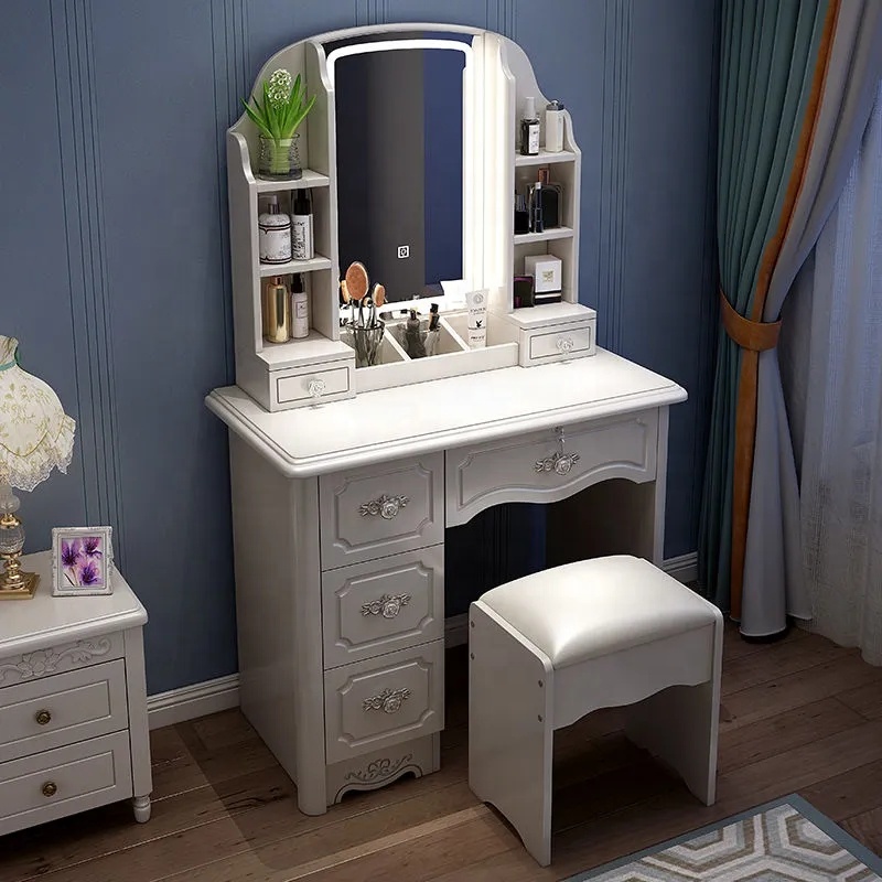 여자아이들을 위한 화이트와 핑크색 모던 원목 수납형 심 - Desk Vanity Setup 리뷰 및 가격