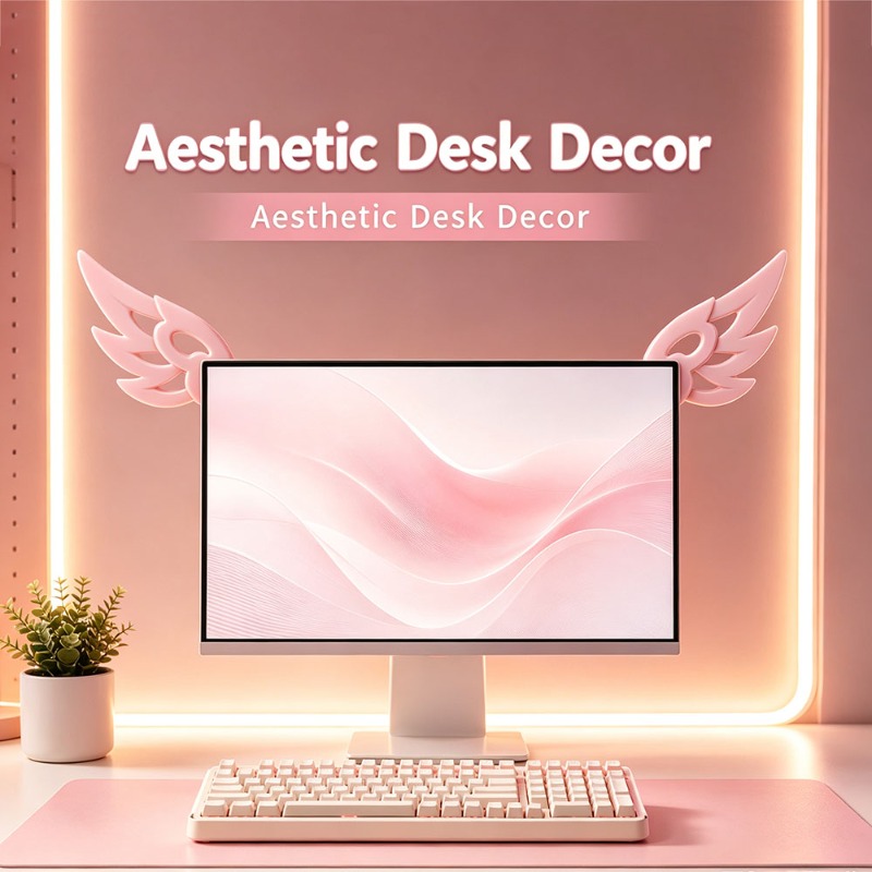 귀여운 3D 날개 모양 컴퓨터 모니터 장식, 미적 감각 - Desk Setup Pegboard 리뷰 및 가격