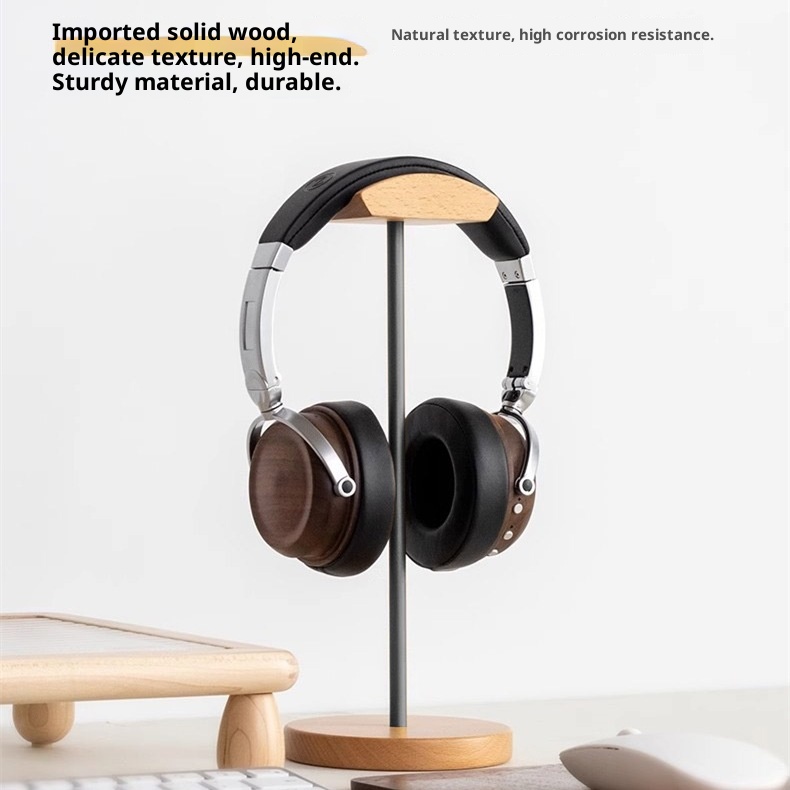 블랙 월넛 우드 & 알루미늄 헤드폰 스탠드, 내추럴 월 - Desk Setup Wood 리뷰 및 가격