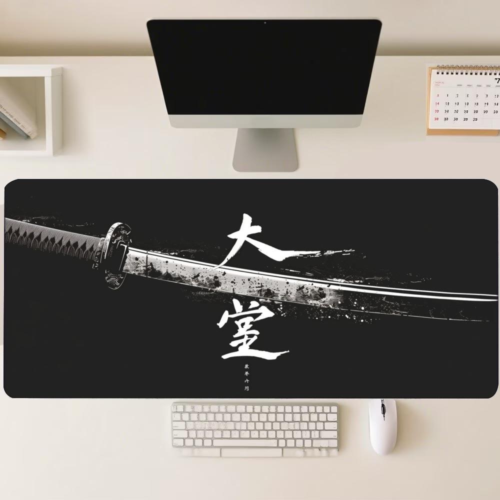 데스크 매트 일본 사무라이 카타나 검 프린트 스티치 엣 - Desk Setup For Work 리뷰 및 가격