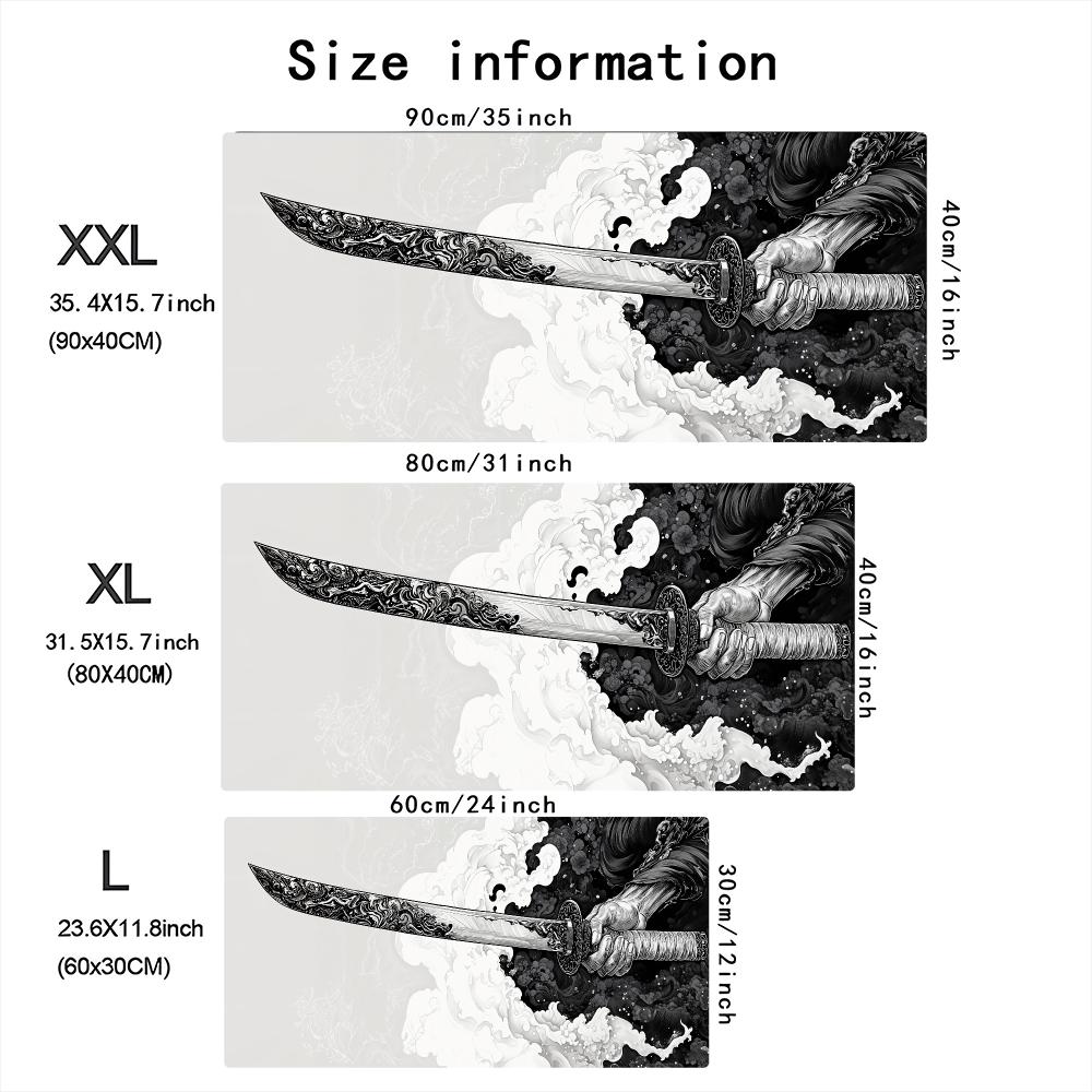 데스크 매트 일본 사무라이 카타나 검 프린트 스티치 엣 - Desk Setup For Work 리뷰 및 가격