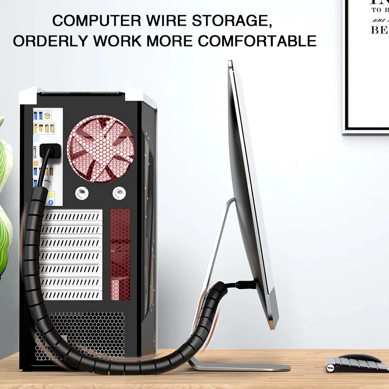 2M/1M 유연한 나선형 케이블 와이어 보호기 케이블  - Desk Setup Cable Management 리뷰 및 가격