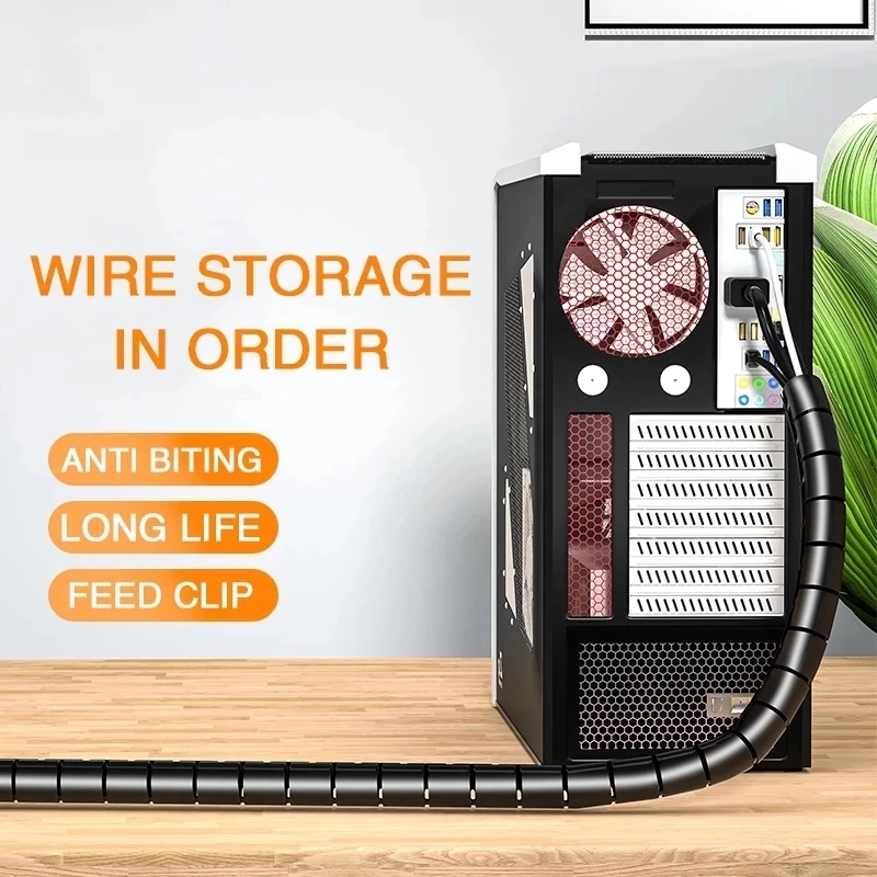 2M/1M 유연한 나선형 케이블 와이어 보호기 케이블  - Desk Setup Cable Management 리뷰 및 가격