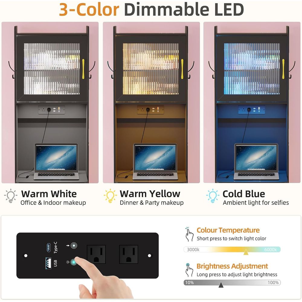 인체 감지 센서 LED 화장대 세트, 2개의 AC 콘센 - Desk Vanity Setup 리뷰 및 가격