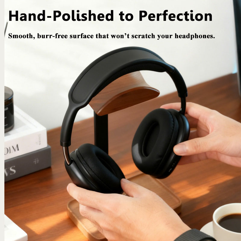 단단한 나무 헤드폰 스탠드 블랙 월넛+알루미늄 합금 게 - Desk Setup Wood 리뷰 및 가격