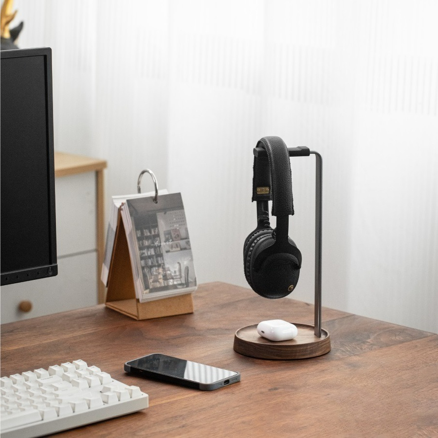 나무 게임용 이어폰 홀더, 블랙 월넛 원목 헤드폰 홀더 - Headphone Hook Under 리뷰 및 가격