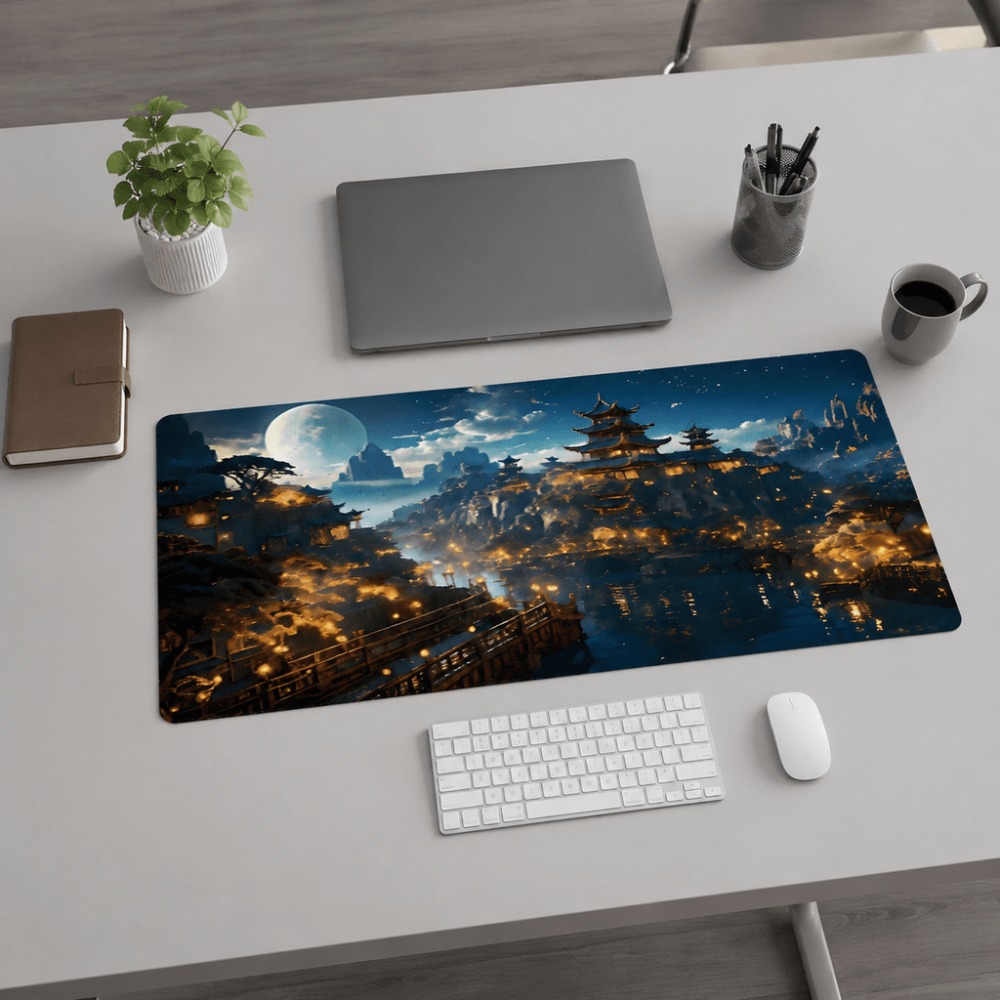 오리지널 판타지 나이트 시티 문 프린트가 있는 길쭉한  - Desk Setup For Work 리뷰 및 가격