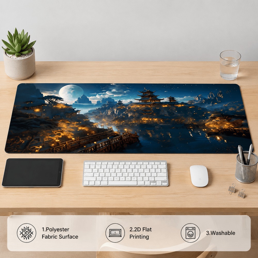 오리지널 판타지 나이트 시티 문 프린트가 있는 길쭉한  - Desk Setup For Work 리뷰 및 가격
