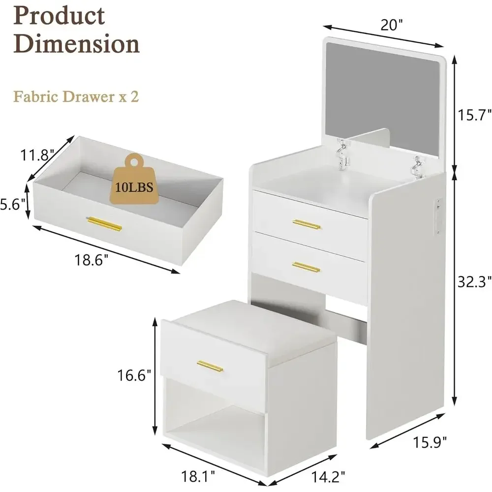 3-in-1 화장대 세트(플립업 거울, 패브릭 서랍 및 - Desk Vanity Setup 리뷰 및 가격
