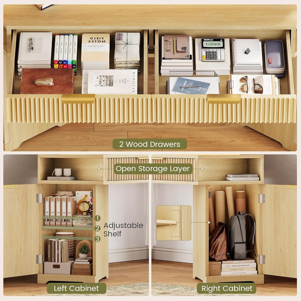 듀얼 데스크 설정, 수납공간이 있는 컴팩트 다이아몬드  - Desk Setup Oak 리뷰 및 가격