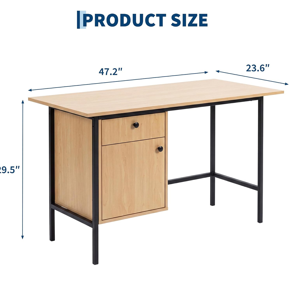 서랍과 도어 수납장이 있는 홈 오피스 컴퓨터 책상, 침 - Desk Setup Oak 리뷰 및 가격